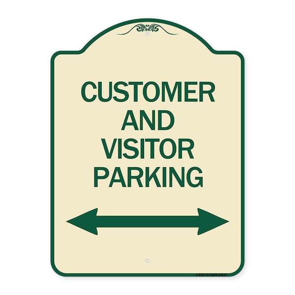 Customer and Visitor Parking Bidirectional Arrow Heavy-Gauge Aluminum Sign, 24" x 18", TG-1824-24217